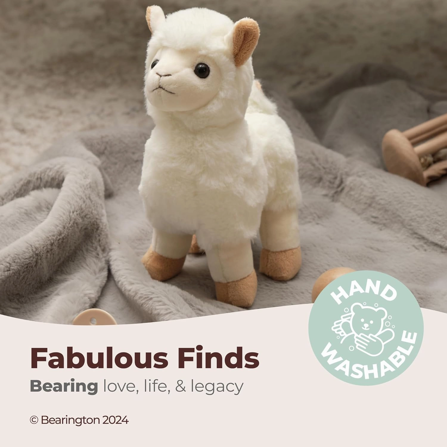 Bearington Alma Plush Stuffed Animal Llama, 10 inches