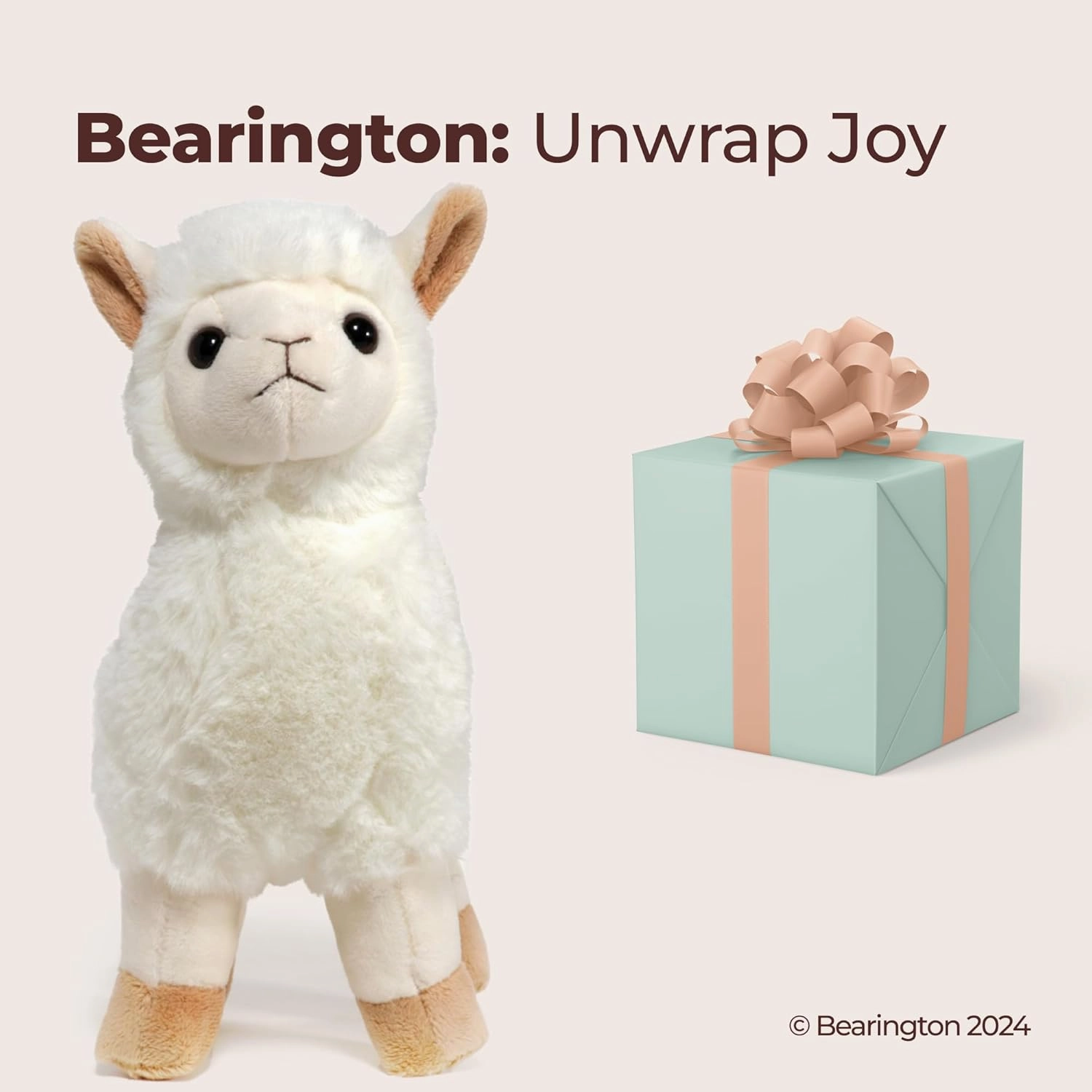 Bearington Alma Plush Stuffed Animal Llama, 10 inches