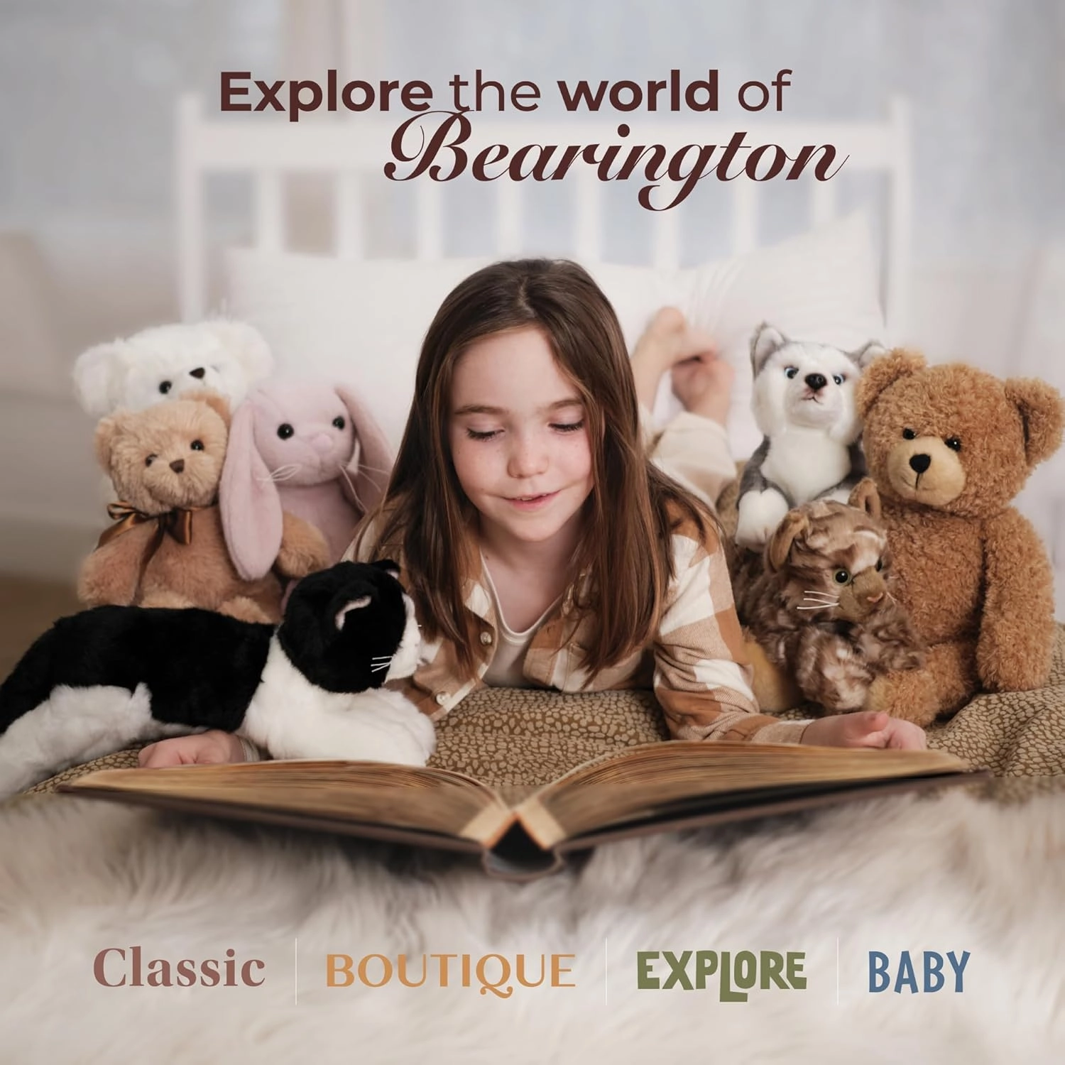 Bearington Alma Plush Stuffed Animal Llama, 10 inches