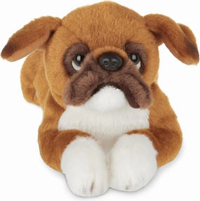 Bearington Boxer Dog Stuffed Animal, Brown and White Plush Canine, for Puppy Fans and Kids of All Ages- 8 inches, Lil Roscoe