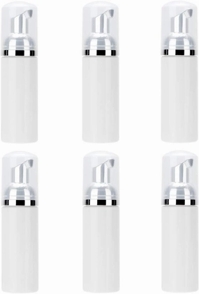 Beaupretty 6pcs Empty Foam Dispenser Bottle Plastic Lotion Pump Container Refillable Foaming bottle Cosmetic Dispenser Containers for Travel home (Silver Pump Head)