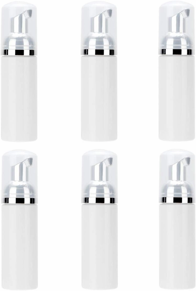 Beaupretty 6pcs Empty Foam Dispenser Bottle Plastic Lotion Pump Container Refillable Foaming bottle Cosmetic Dispenser Containers for Travel home (Silver Pump Head)