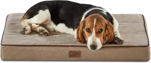 Bedsure Memory Foam Dog Bed Medium Size Dogs- Orthopedic Waterproof Pet Beds for Crate with Removable Washable Water-Resistant Cover and Nonskid Bottom - Plush Flannel Fleece Top Pet Mat, Khaki