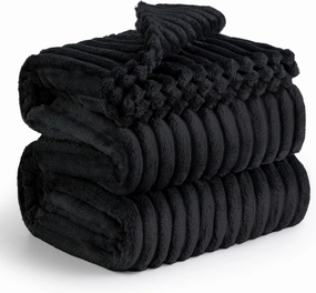 Bedsure Blankets Queen Size for Bed - GentleSoft Cozy Soft Blankets for Women, Cute Large Fleece Throws for Girls, Black, 90x90 Inches
