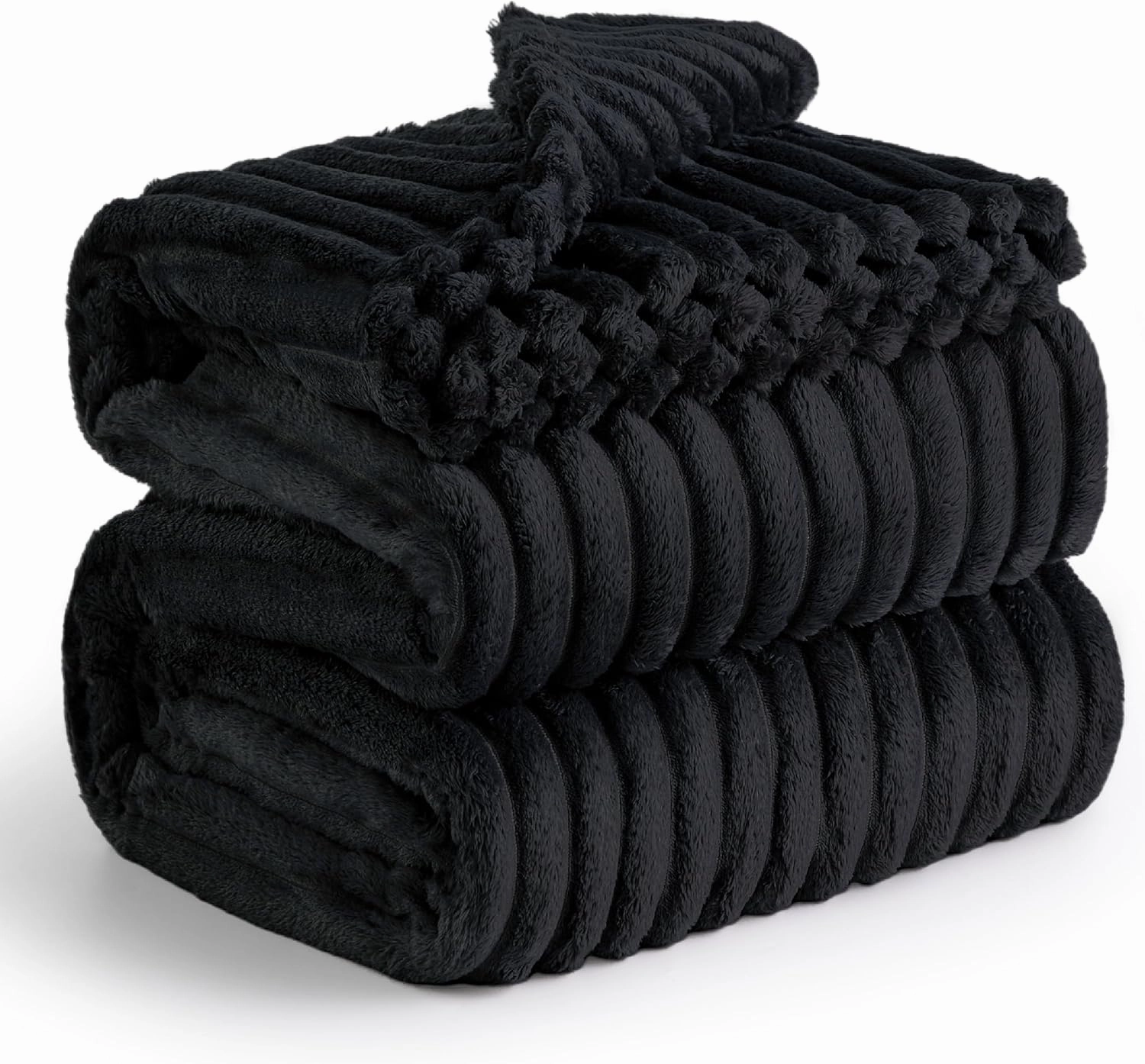 Bedsure Blankets Queen Size for Bed - GentleSoft Cozy Soft Blankets for Women, Cute Large Fleece Throws for Girls, Black, 90x90 Inches