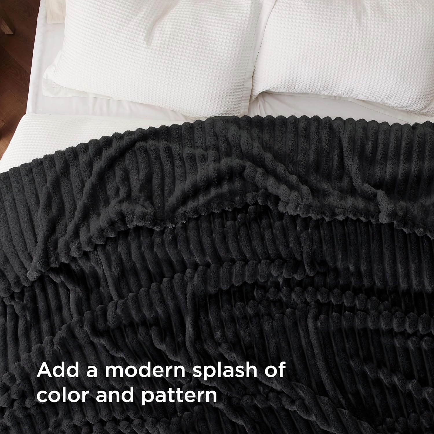 Bedsure Blankets Queen Size for Bed - GentleSoft Cozy Soft Blankets for Women, Cute Large Fleece Throws for Girls, Black, 90x90 Inches