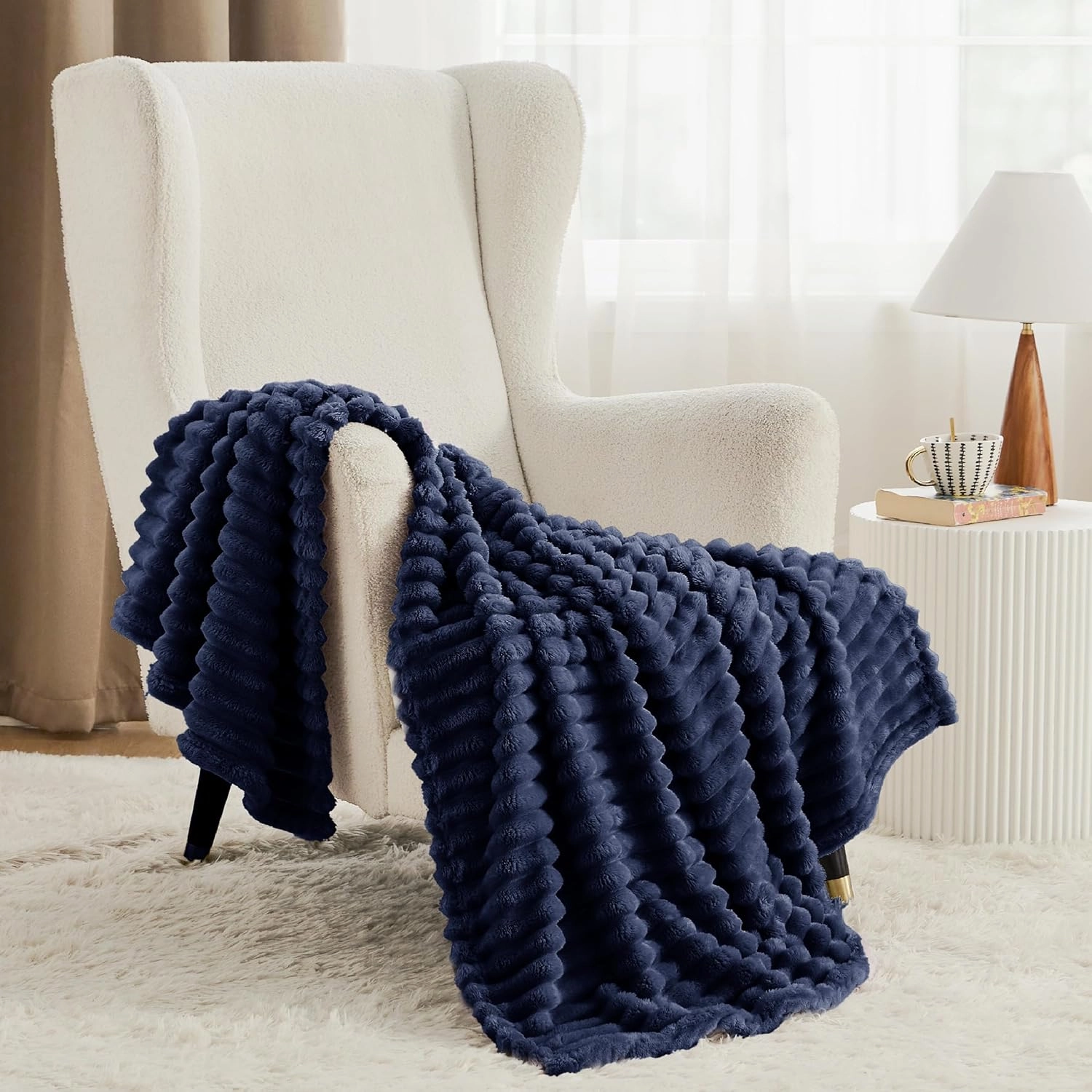 Bedsure Blue Fleece Blanket for Couch - GentleSoft Cozy Soft Blankets for Women, Cute Small Throws for Girls, 60x80 Inches