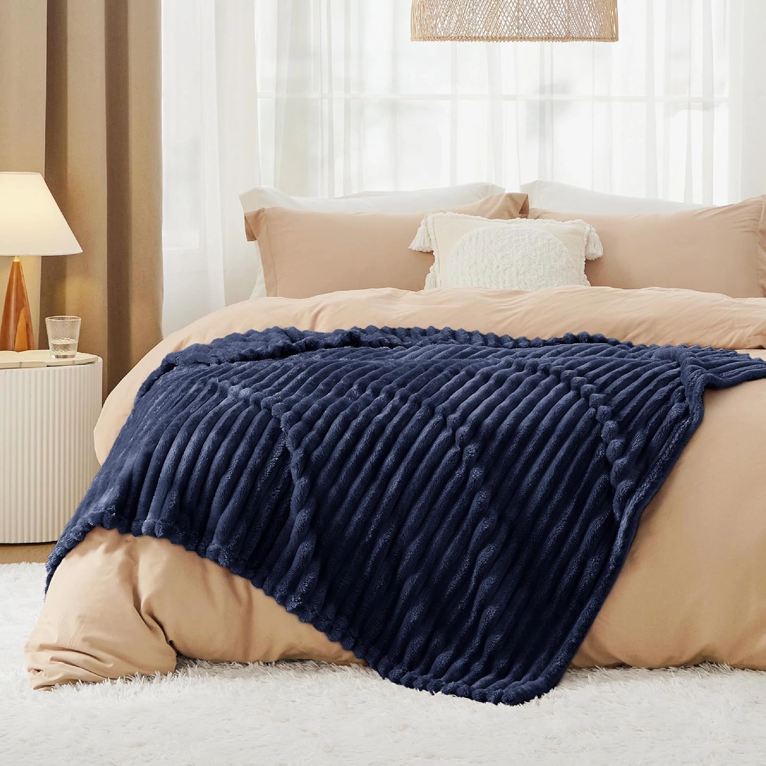 Bedsure Blue Fleece Blanket for Couch - GentleSoft Cozy Soft Blankets for Women, Cute Small Throws for Girls, 60x80 Inches