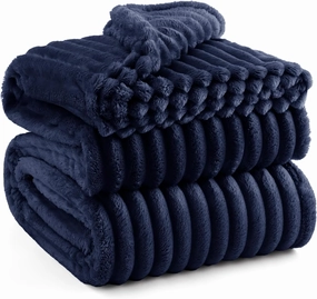 Bedsure Blue Fleece Blanket for Couch - GentleSoft Cozy Soft Blankets for Women, Cute Small Throws for Girls, 90x90 Inches
