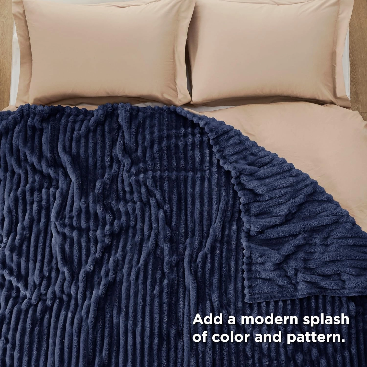 Bedsure Blue Fleece Blanket for Couch - GentleSoft Cozy Soft Blankets for Women, Cute Small Throws for Girls, 90x90 Inches