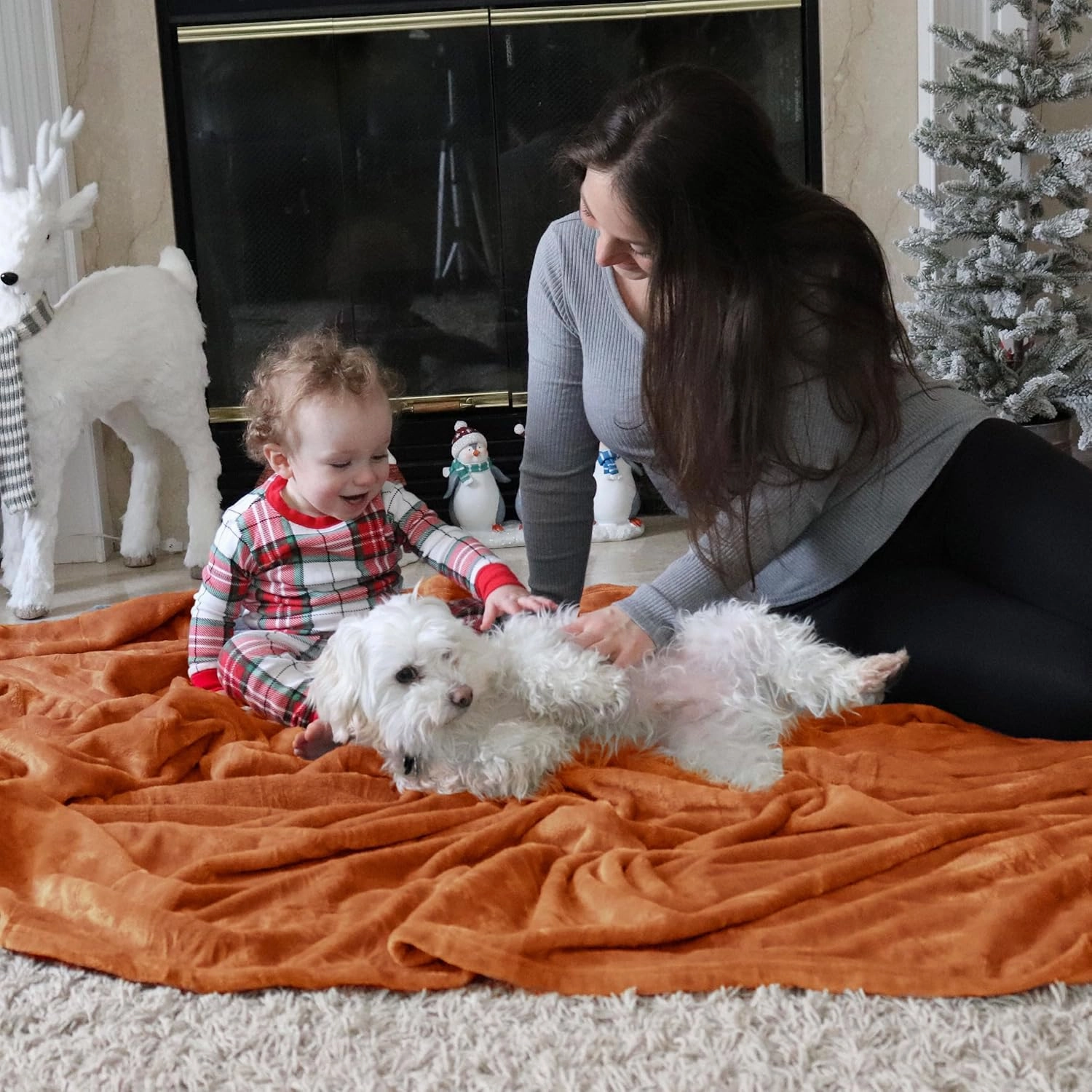 Bedsure Burnt Orange Fleece Blanket King Size - 280GSM Soft Lightweight Plush Cozy Blankets for Bed, Sofa, Couch, Travel, Camping