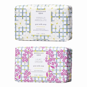 Beekman 1802 Goat Milk Body Soap Bar Set - Scented - 9 oz (Pack of 2) - Nourishes, Moisturizes & Hydrates - 100% Vegetable Soap - Good for Sensitive Skin - Cruelty Free