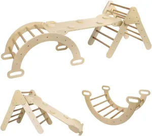 Beipoo Toddler Climbing Toys, Pikler Triangle Set, Montessori Wooden Climbing Set for Baby, Kids Indoor Climbing Ladder, Baby Playground Play Gym Gift for Boys Girls