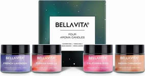 Bella Vita Organic Fall Decor Candles Set | Turkish Vanilla, French Lavender, Indian Cinnamon & California Rose | Wax Melts | Long Lasting, Home Decor, Wax Warmer | Candle Set (Set of 4)