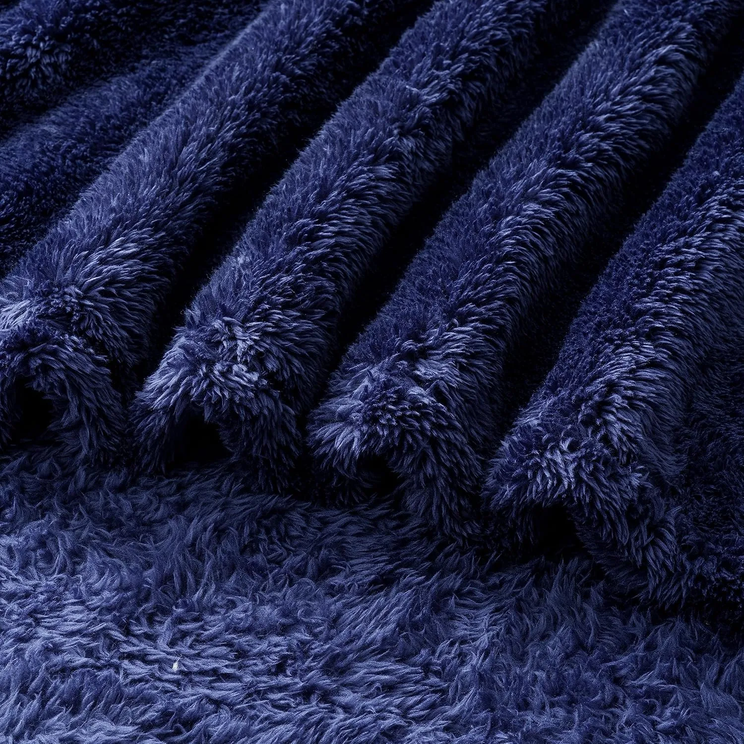 Berkshire Blanket Classic Extra-Fluffy™ Plush Blanket, Twin Size Bed Blanket, Soft Fuzzy Fluffy Long Hair Blanket for Couch Sofa Bed, Atlantis Dark Blue, 60x92 Inches