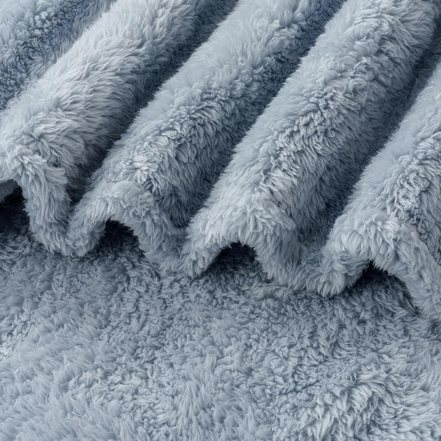 Berkshire Blanket Classic Extra-Fluffy™ Plush Blanket Twin Size, Soft Fuzzy Fluffy Long Hair Blanket for Couch Sofa Bed, Blue Mist, 60x92 Inches