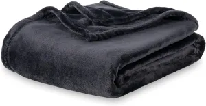 Berkshire Blanket Classic VelvetLoft® Solid Bed Blanket,Queen Size Bed Blanket,Lightweight Soft Fuzzy Plush Blanket for Bed and Couch,Black,90x90 Inches