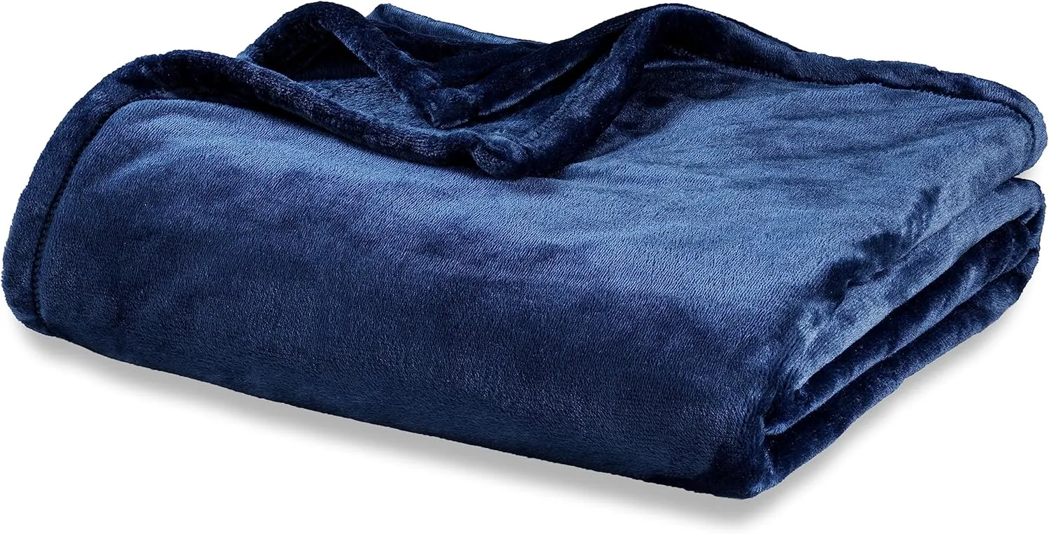 Berkshire Blanket Classic VelvetLoft® Solid Throw Blanket, Lightweight Soft Fuzzy Plush Throw Blanket for Bed and Couch, Dress Blues, 50x60 Inches