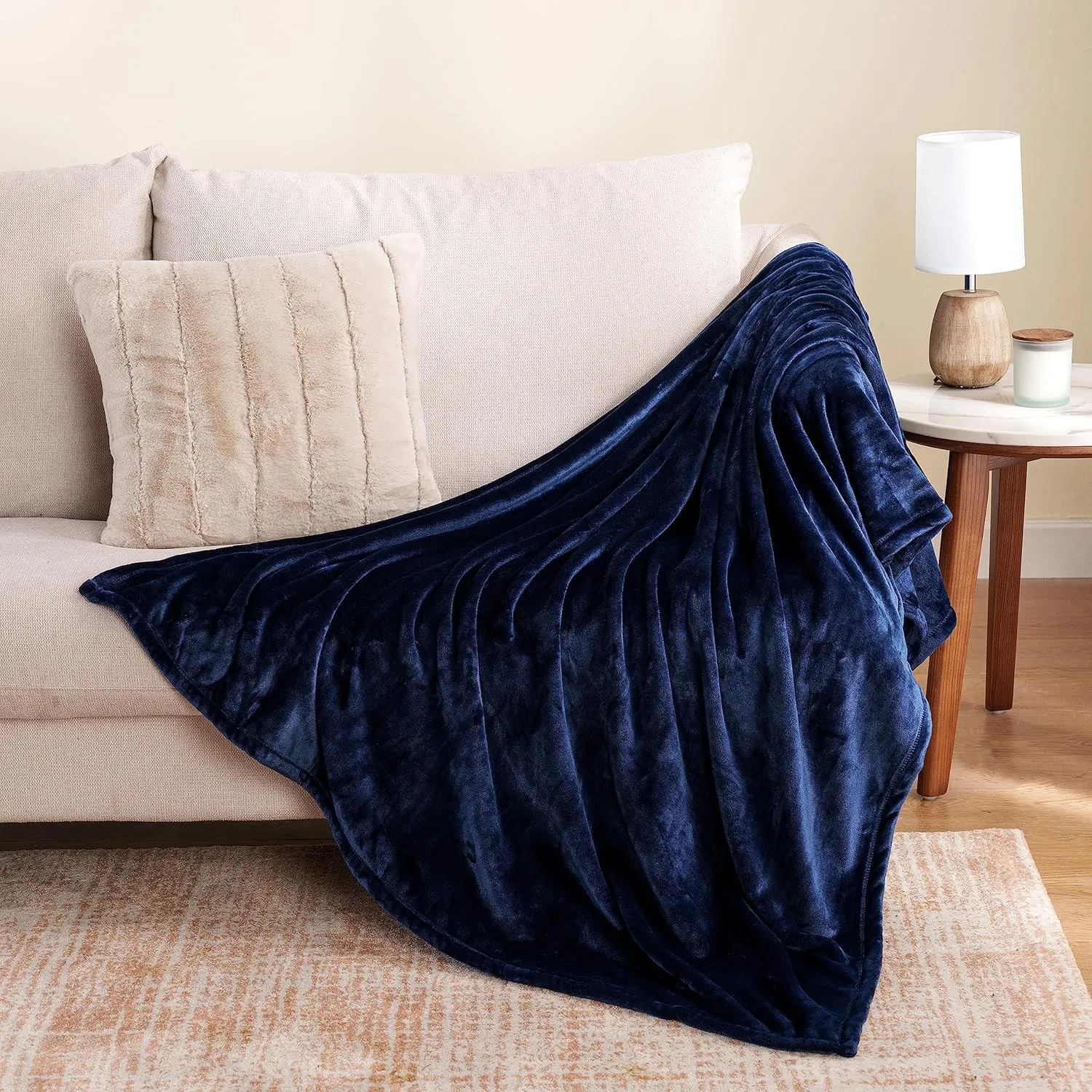 Berkshire Blanket Classic VelvetLoft® Solid Throw Blanket, Lightweight Soft Fuzzy Plush Throw Blanket for Bed and Couch, Dress Blues, 50x60 Inches