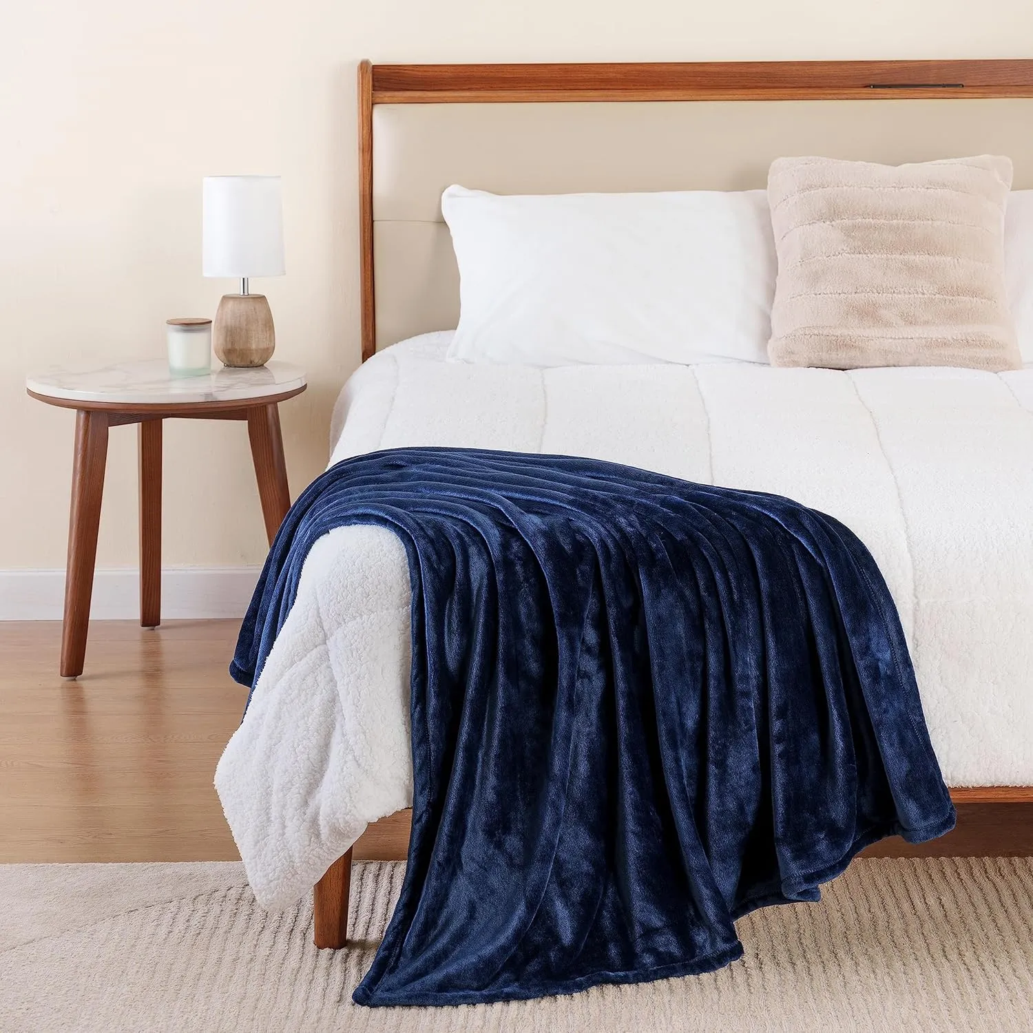 Berkshire Blanket Classic VelvetLoft® Solid Throw Blanket, Lightweight Soft Fuzzy Plush Throw Blanket for Bed and Couch, Dress Blues, 50x60 Inches