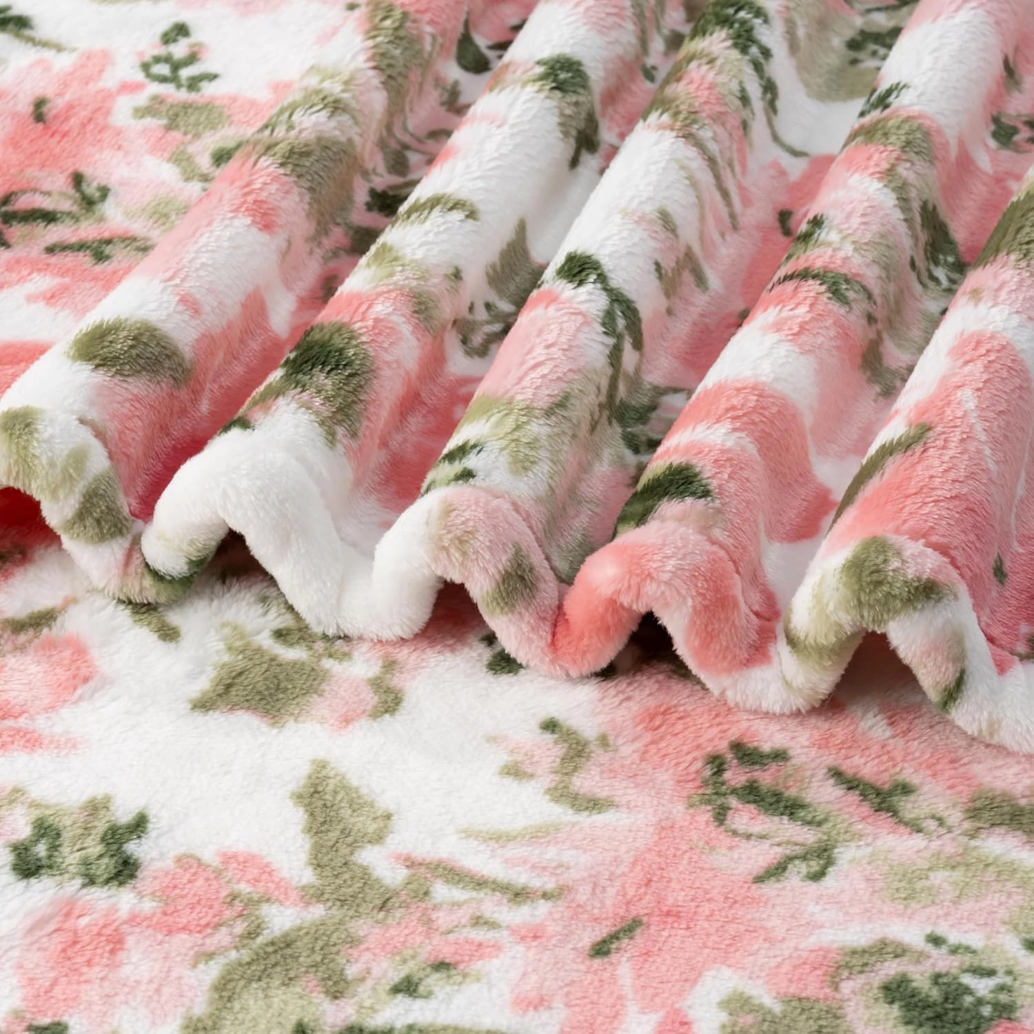 Berkshire Blanket-Classic Heavyweight Soft Printed VelvetLoft® Plush Throw Blanket, Cozy and Fuzzy, Abstraction Pink Green, 50in x 70in