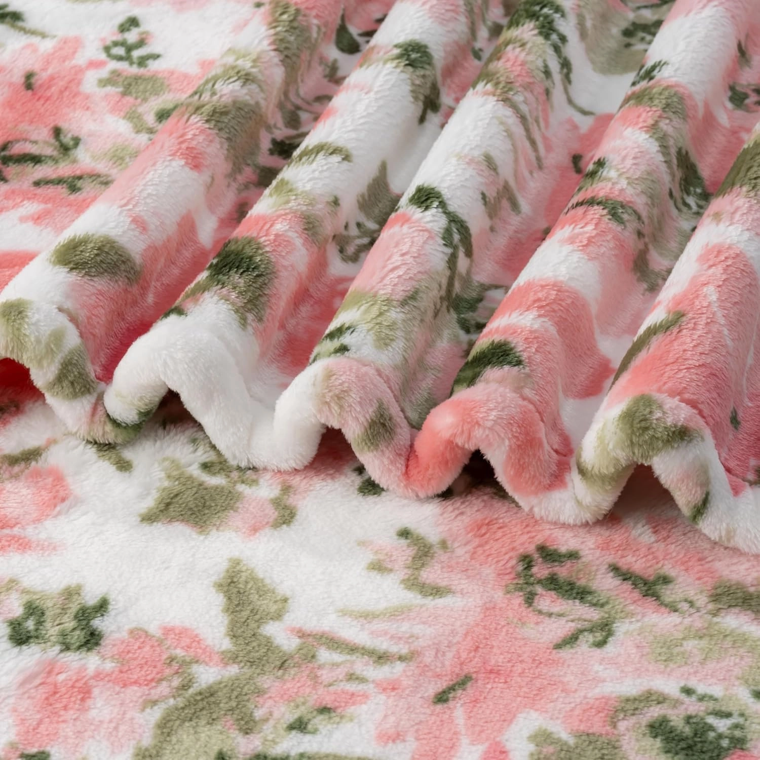 Berkshire Blanket-Classic Heavyweight Soft Printed VelvetLoft® Plush Warm Blanket, Twin Size Soft Fuzzy Blanket for Couch Sofa Bed, Abstraction Pink Green, 60in x 90in