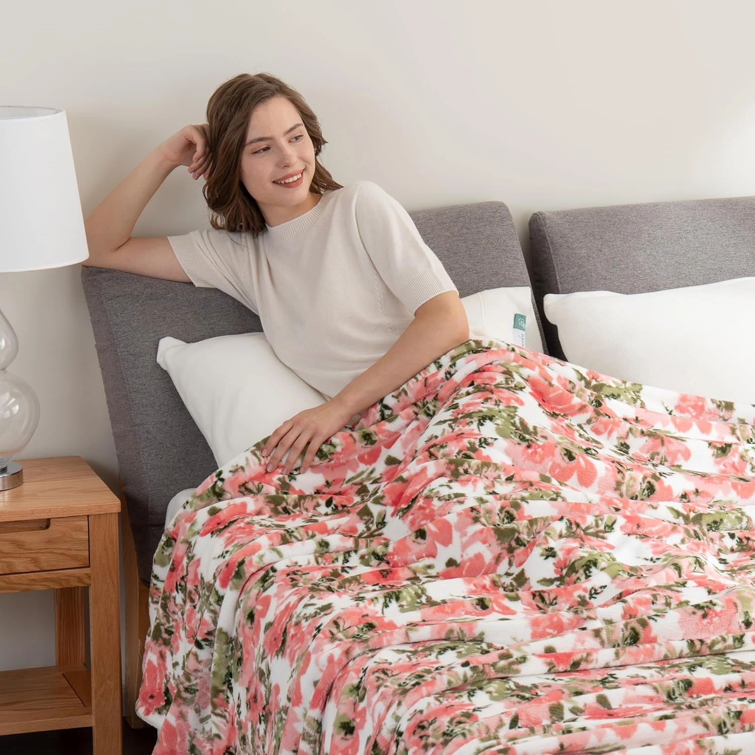 Berkshire Blanket-Classic Heavyweight Soft Printed VelvetLoft® Plush Warm Blanket, Twin Size Soft Fuzzy Blanket for Couch Sofa Bed, Abstraction Pink Green, 60in x 90in