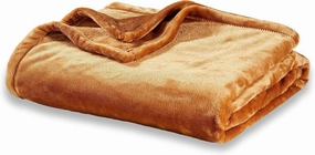Berkshire Blanket Classic VelvetLoft® Solid Bed Blanket, Queen Size Bed Blanket, Lightweight Soft Fuzzy Plush Blanket for Bed and Couch, Butterscotch Orange, 90x90 Inches