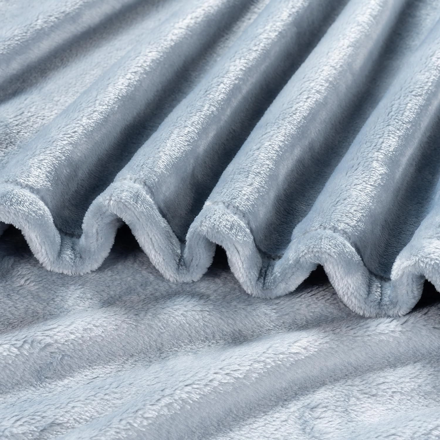 Berkshire Blanket Classic VelvetLoft® Solid Throw Blanket, Lightweight Soft Fuzzy Plush Throw Blanket for Bed and Couch, Polar Blue, 50x60 Inches
