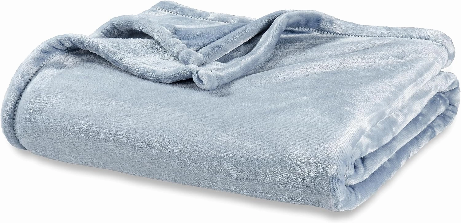 Berkshire Blanket Classic VelvetLoft® Solid Throw Blanket, Lightweight Soft Fuzzy Plush Throw Blanket for Bed and Couch, Polar Blue, 50x60 Inches