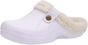 Beslip Classic Fur Lined Clogs Waterproof Winter Fuzzy Slippers for Women Men Indoor and Outdoor