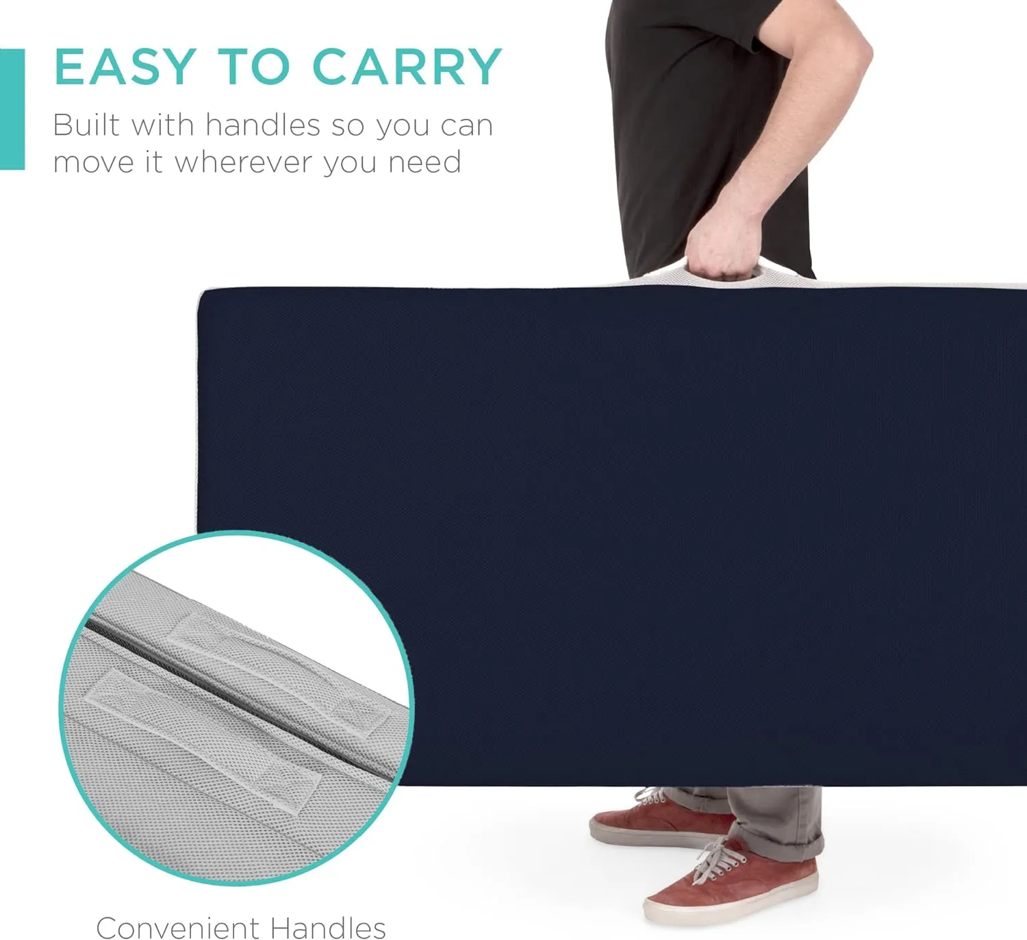 Best Choice Products 4in Portable Twin-Size Mattress, Tri-Fold Mattress for Camping, Guest, Toddler, Foam Plush w/Carry Case - Midnight Blue