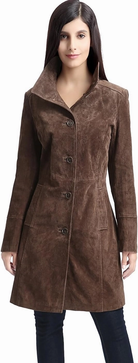 BGSD Women Aubrey Suede Leather Walking Coat (Also available in Plus Size & Petite)
