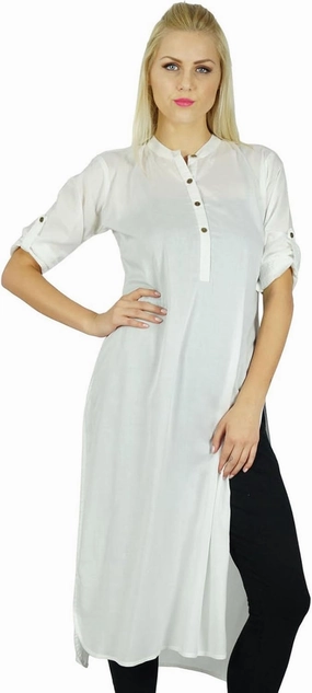 Bimba Women Classic Cotton Custom Kurti 3/4th Sleeve Formal Long Blouse