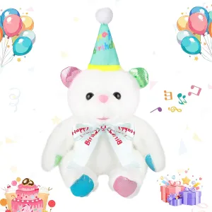 Birthday Gifts Singing Musical Plush Electric Teddy Bear Toy,Interative Stuffed Animated Toy That Plays Happy Birthday Songs, Gift for Kids Girls Boys, 12" Blue