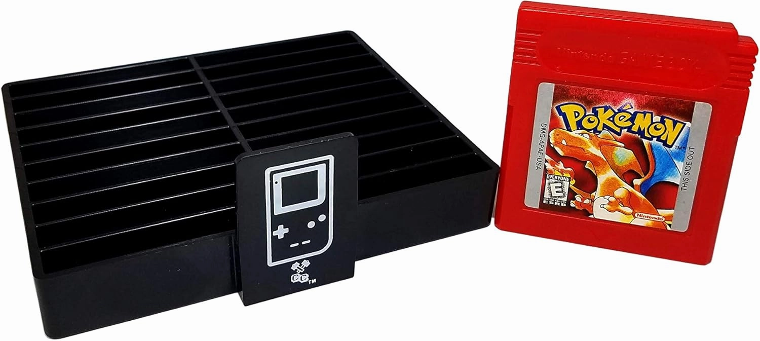 Black, Gameboy Compatible Game Organizer, Holds 20 Games, Cartridge Holder, Retro Video Game Collection, Clutter Reducing, Works with Nintendo Gameboy Gameboy Advance, Gameboy Color