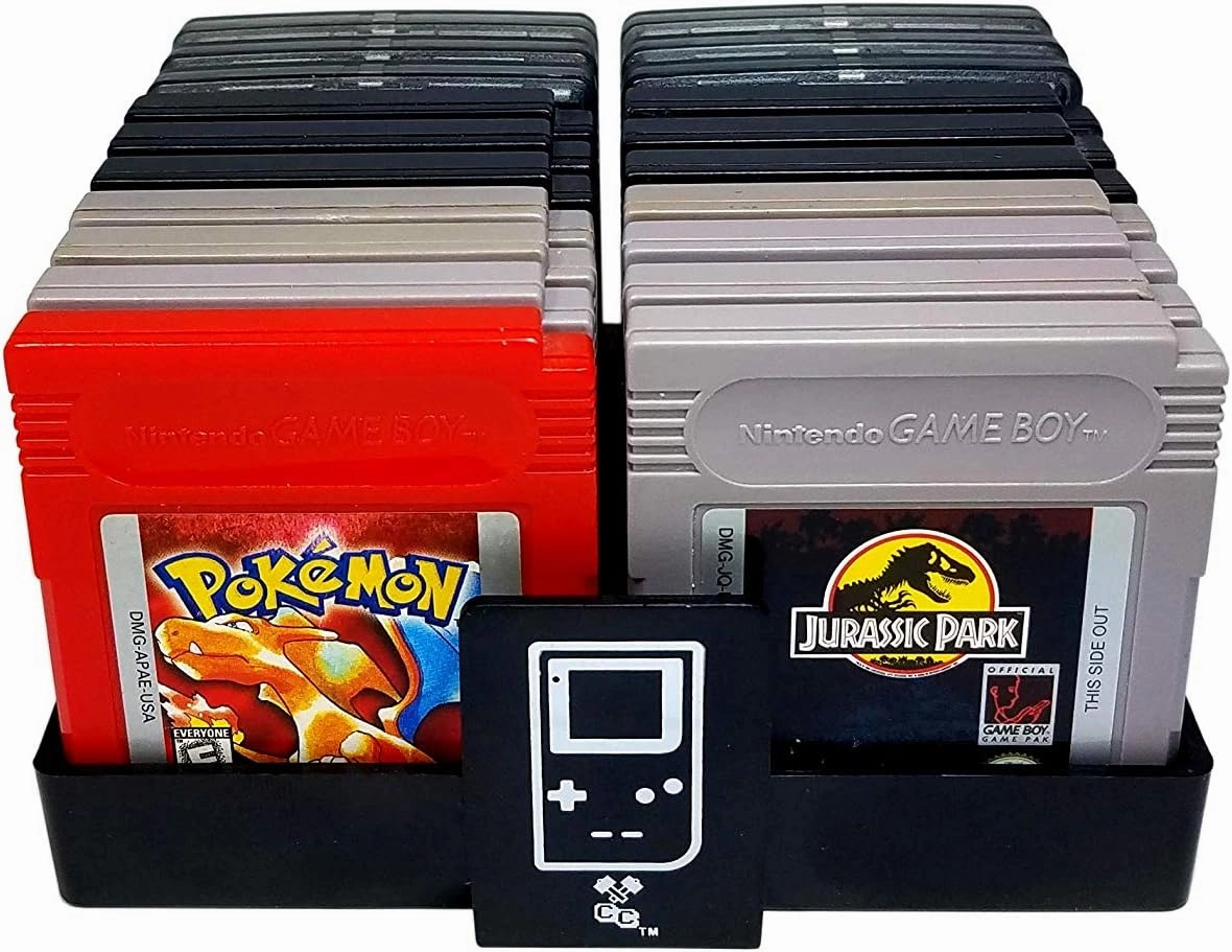 Black, Gameboy Compatible Game Organizer, Holds 20 Games, Cartridge Holder, Retro Video Game Collection, Clutter Reducing, Works with Nintendo Gameboy Gameboy Advance, Gameboy Color