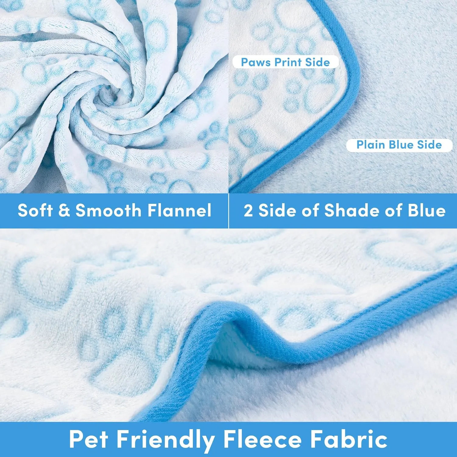 Blue Dog Blanket for Puppy Accesssories Boy, Blue Dog Stuff for Small Kitten Indoor Cats, Washable Soft Puppy Essentials Supplies