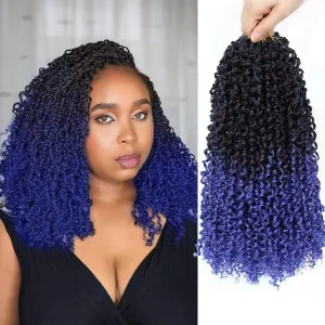 Blue Yanky Twist Crochet Hair 8Packs 12inch Pretwisted Mini Senegalese Twist Braids Spring Crochet Braid Hair with Curly Protective Hairstyle Synthetic Crochet Braids for Black Women(#OT/Blue)