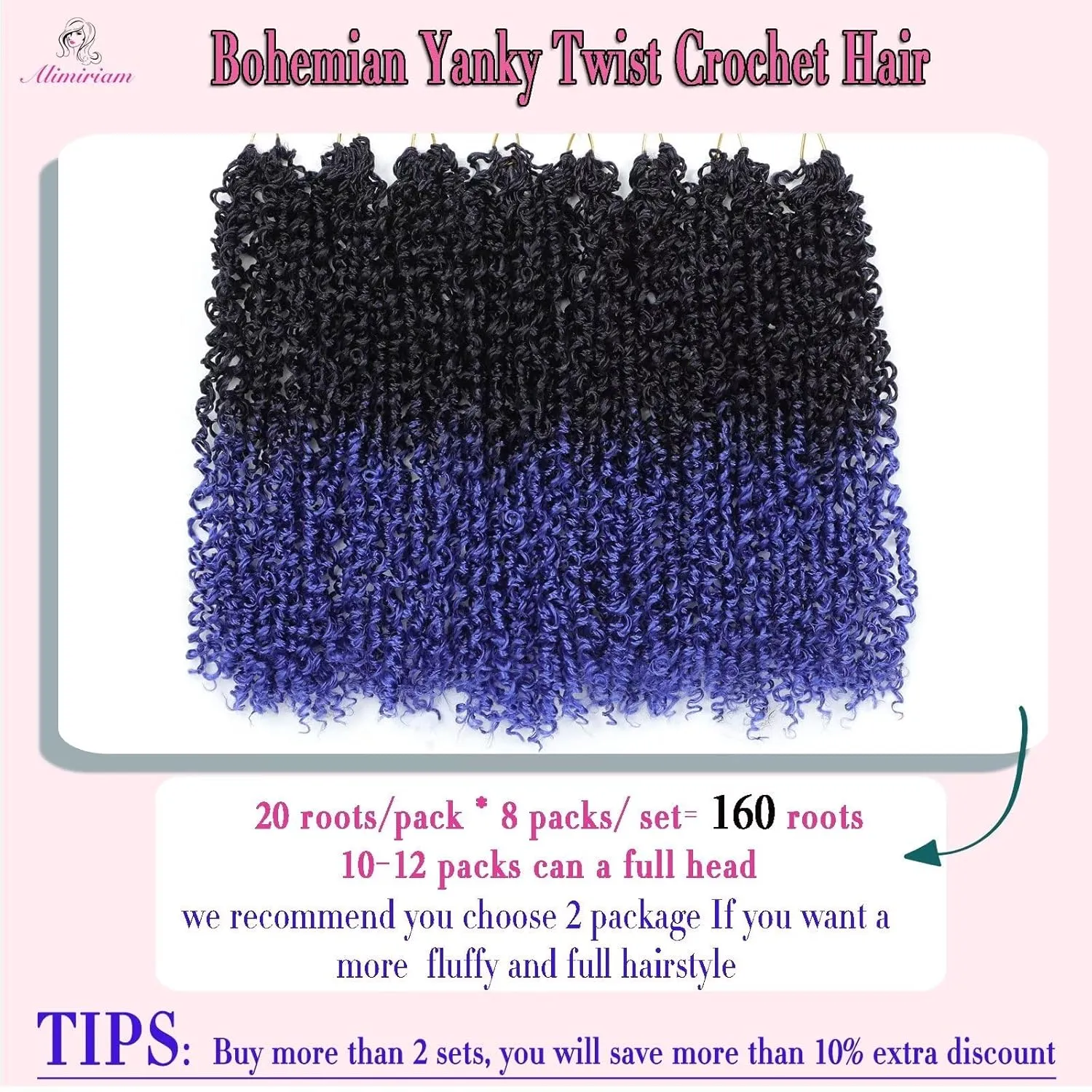Blue Yanky Twist Crochet Hair 8Packs 12inch Pretwisted Mini Senegalese Twist Braids Spring Crochet Braid Hair with Curly Protective Hairstyle Synthetic Crochet Braids for Black Women(#OT/Blue)