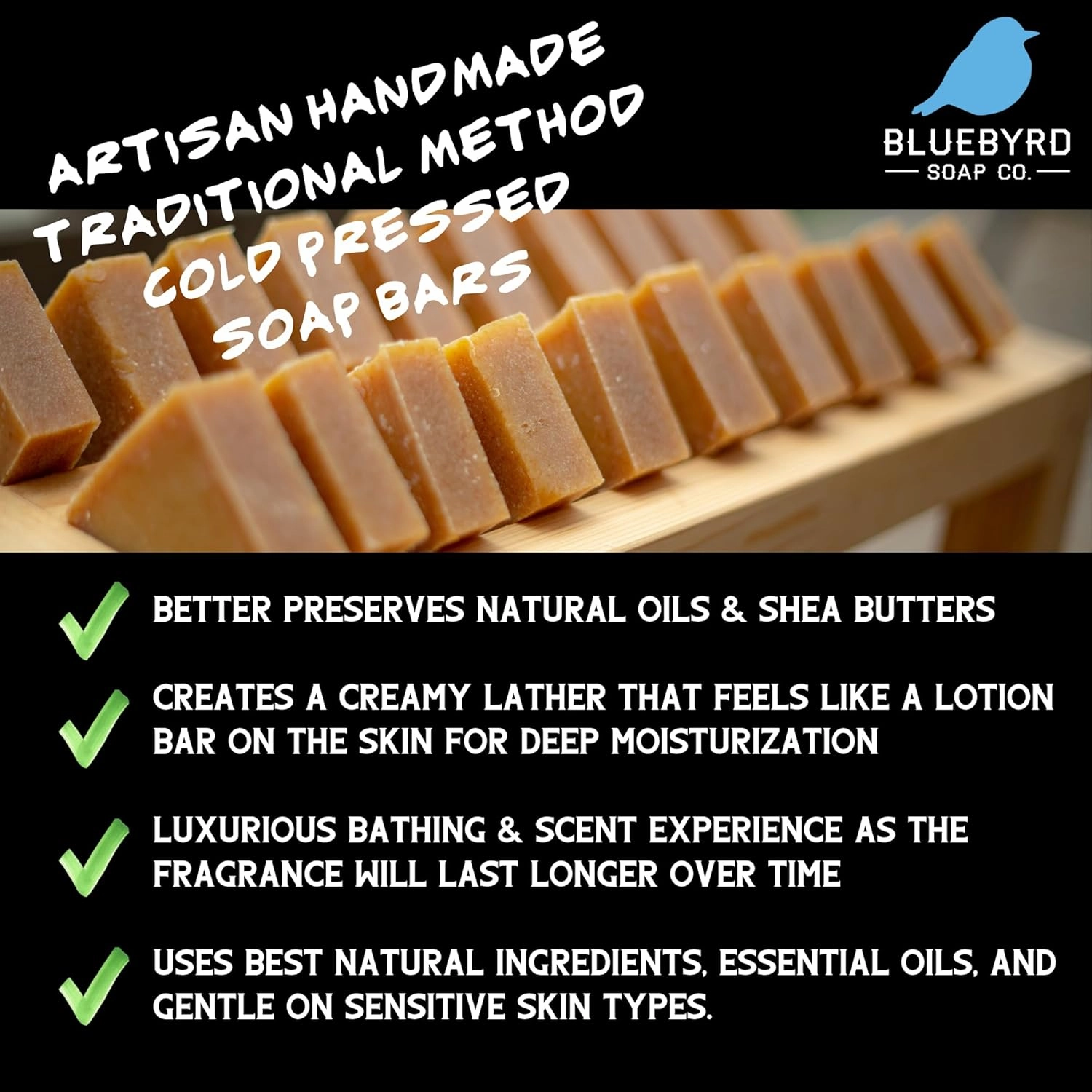 BLUEBYRD SOAP Men's Natural Bar Soap Gift Set (5 Bars) | Masculine Soap Bars Variety Pack - Bay Rum, Citrus Cedar Sage, Sandalwood, Frankincense, Exfoliating Pumice (Mens Original)