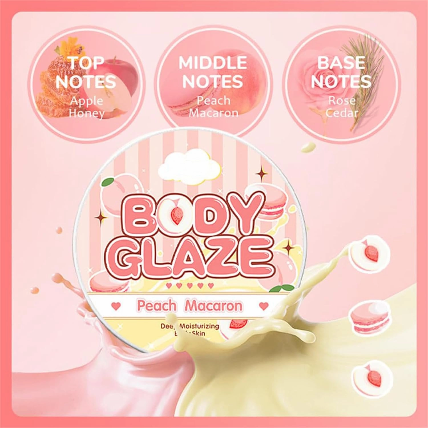 Body Glaze Body Butter Donut, Body Glaze Donut, Body Drops Body Oil, Scent From Heaven, Moisturizer Set For Women Skin, Leaves Skin Soft And Radiant Without Being Greasy, For Dry Skin (Rose)