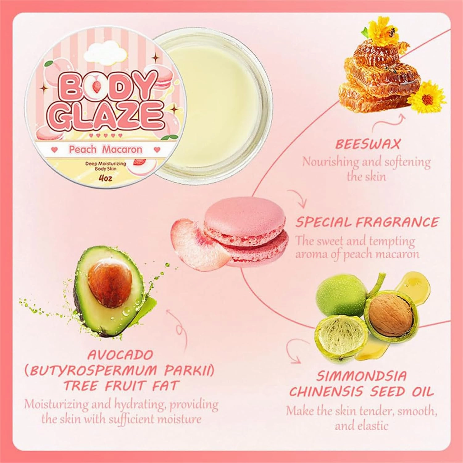 Body Glaze Body Butter Donut, Body Glaze Donut, Body Drops Body Oil, Scent From Heaven, Moisturizer Set For Women Skin, Leaves Skin Soft And Radiant Without Being Greasy, For Dry Skin (Rose)