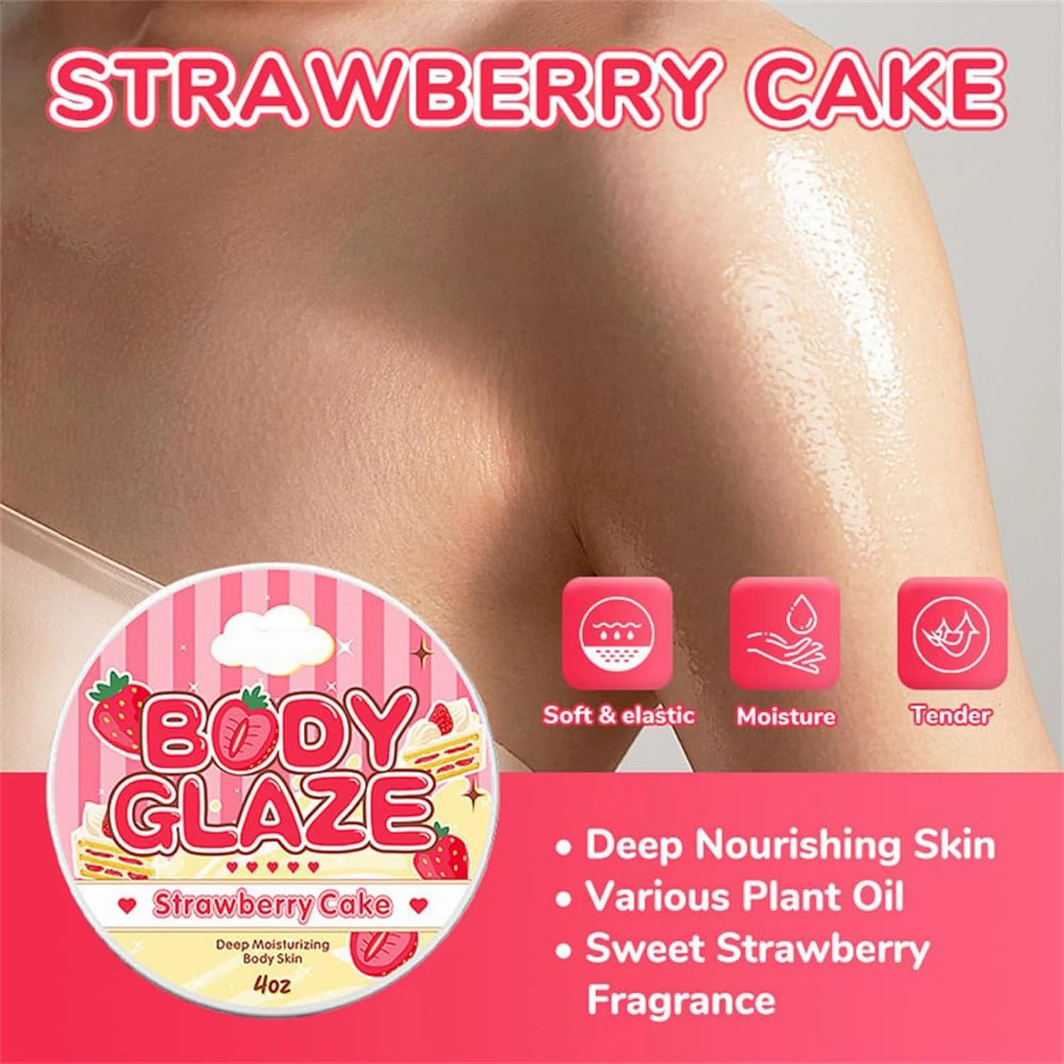 Body Glaze Body Butter Donut, Body Glaze Donut, Body Drops Body Oil, Scent From Heaven, Moisturizer Set For Women Skin, Leaves Skin Soft And Radiant Without Being Greasy, For Dry Skin (Rose)