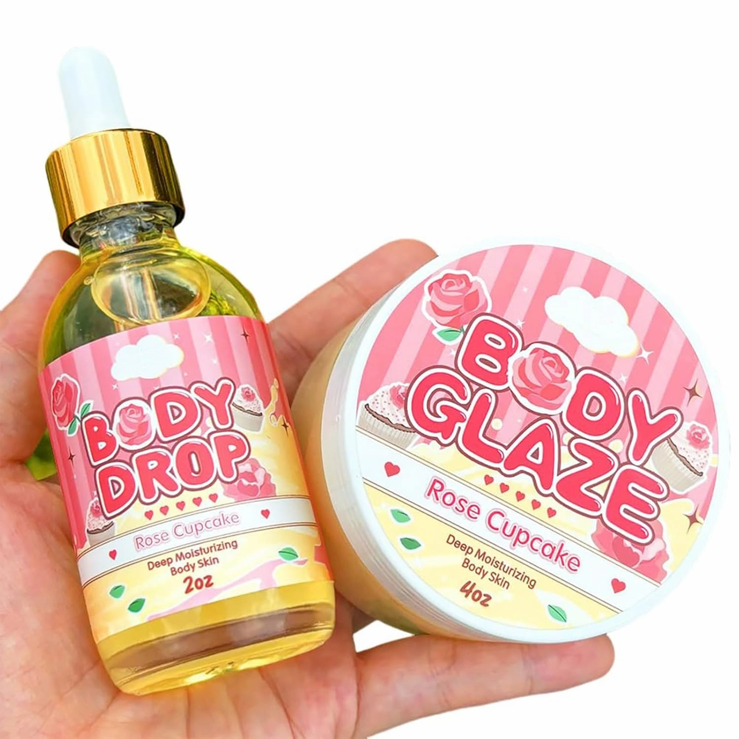 Body Glaze Body Butter Donut, Body Glaze Donut, Body Drops Body Oil, Scent From Heaven, Moisturizer Set For Women Skin, Leaves Skin Soft And Radiant Without Being Greasy, For Dry Skin (Rose)
