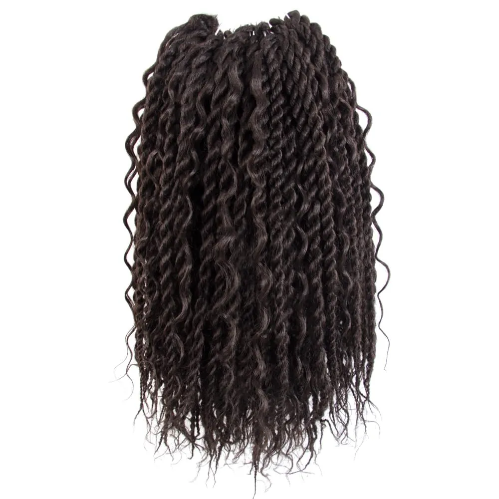 Boho Twist Crochet Hair 12 Inch, 8 Packs Wavy Senegalese Twist Crochet Hair with Curly Ends, Brown Pre-Looped Pre-Twisted Island Style Goddess Passion Braids (120 Strands, 4#)