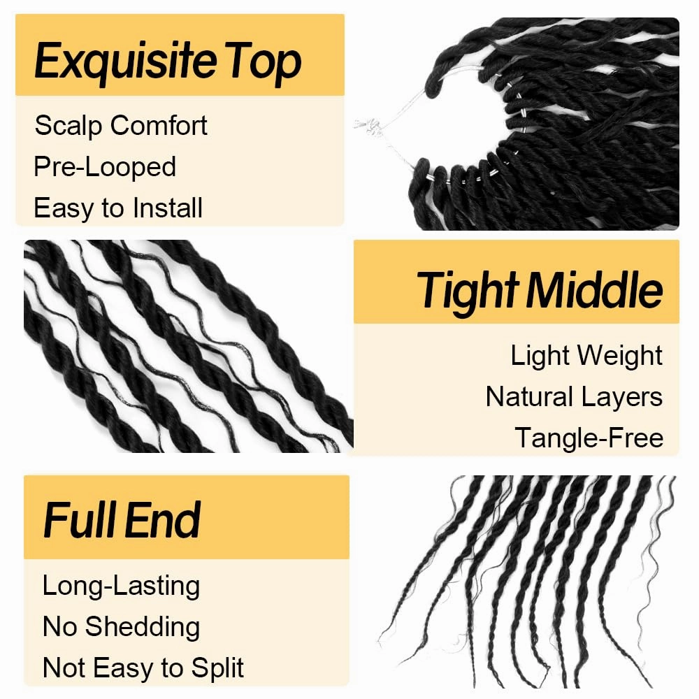 Boho Twist Crochet Hair 12 Inch, 8 Packs Wavy Senegalese Twist Crochet Hair with Curly Ends, Black Pre-Looped Pre-Twisted Island Style Goddess Passion Braids (120 Strands, 1#)