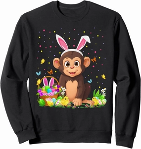 Bonobo Easter Egg Hunt Bunny Ear Bonobo Happy Easter Sweatshirt