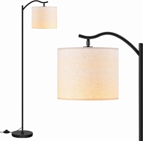 BoostArea Floor Lamp for Living Room,LED Arched Floor Lamps, Tall Modern Standing Lamp with Beige Linen Shade,E26 Socket, Footswitch,Mid Century Floor Lamp for Bedrooms,Study Room,Office