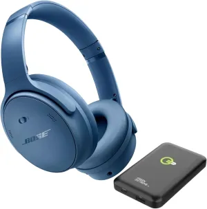 Bose QuietComfort Wireless Noise Cancelling Headphones, Bluetooth Over Ear Headphones Bundle with Green Extreme Wireless Portable Charger, (Blue Dusk)